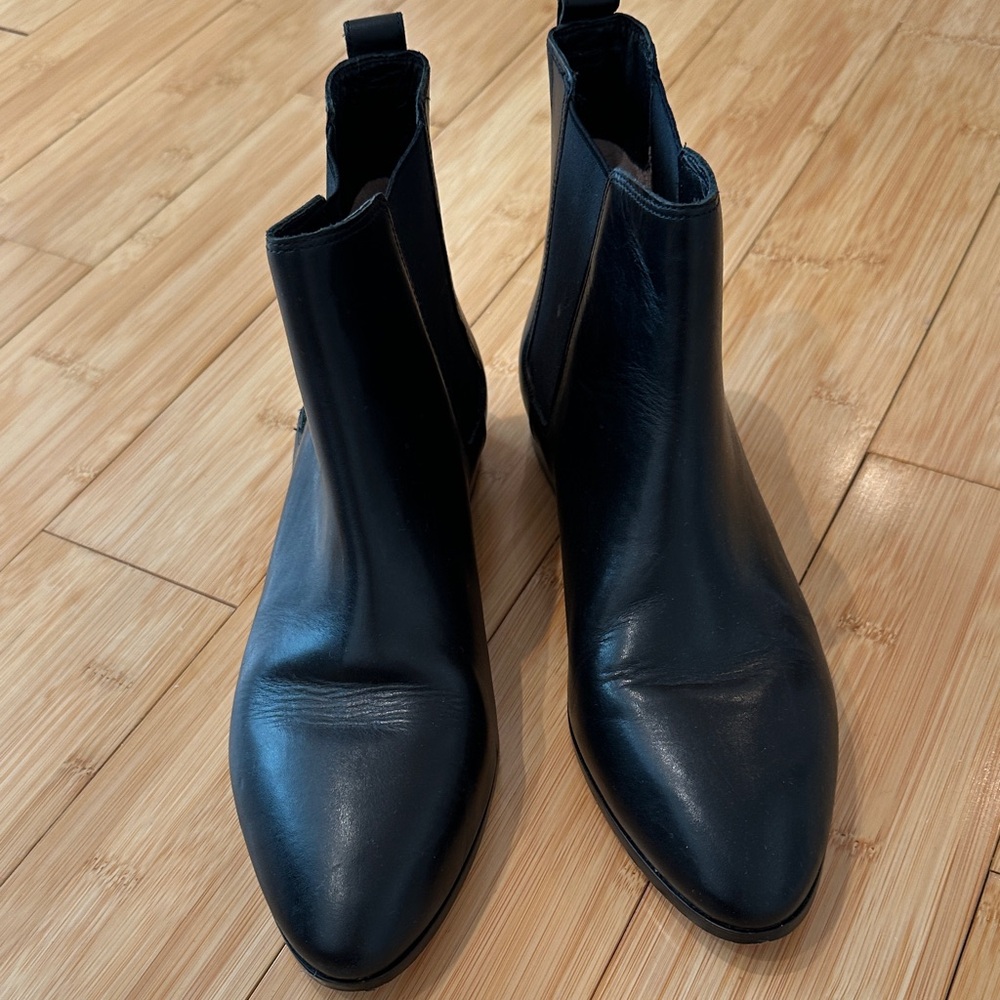 J. Crew Black Leather Ankle Boots